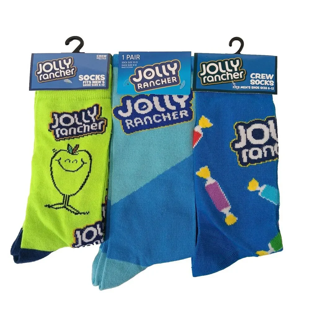 Jolly Rancher Candy Food Novelty 3 Pair Mens Adult Size 6-12 Crew Socks NWT